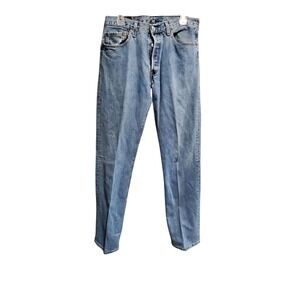 Levi Strauss 501 Jeans Mens W34 L36 Button Fly Light Wash‎ Denim